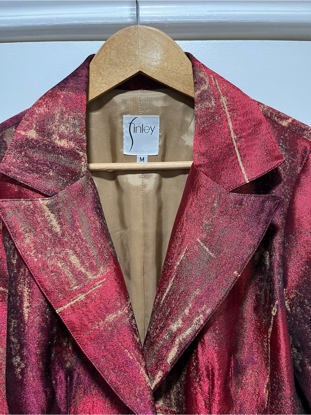 Finley Jacquard Medium Women’s Blazer Jacket Shimmering Pleated Single Button - Picture 7 of 8